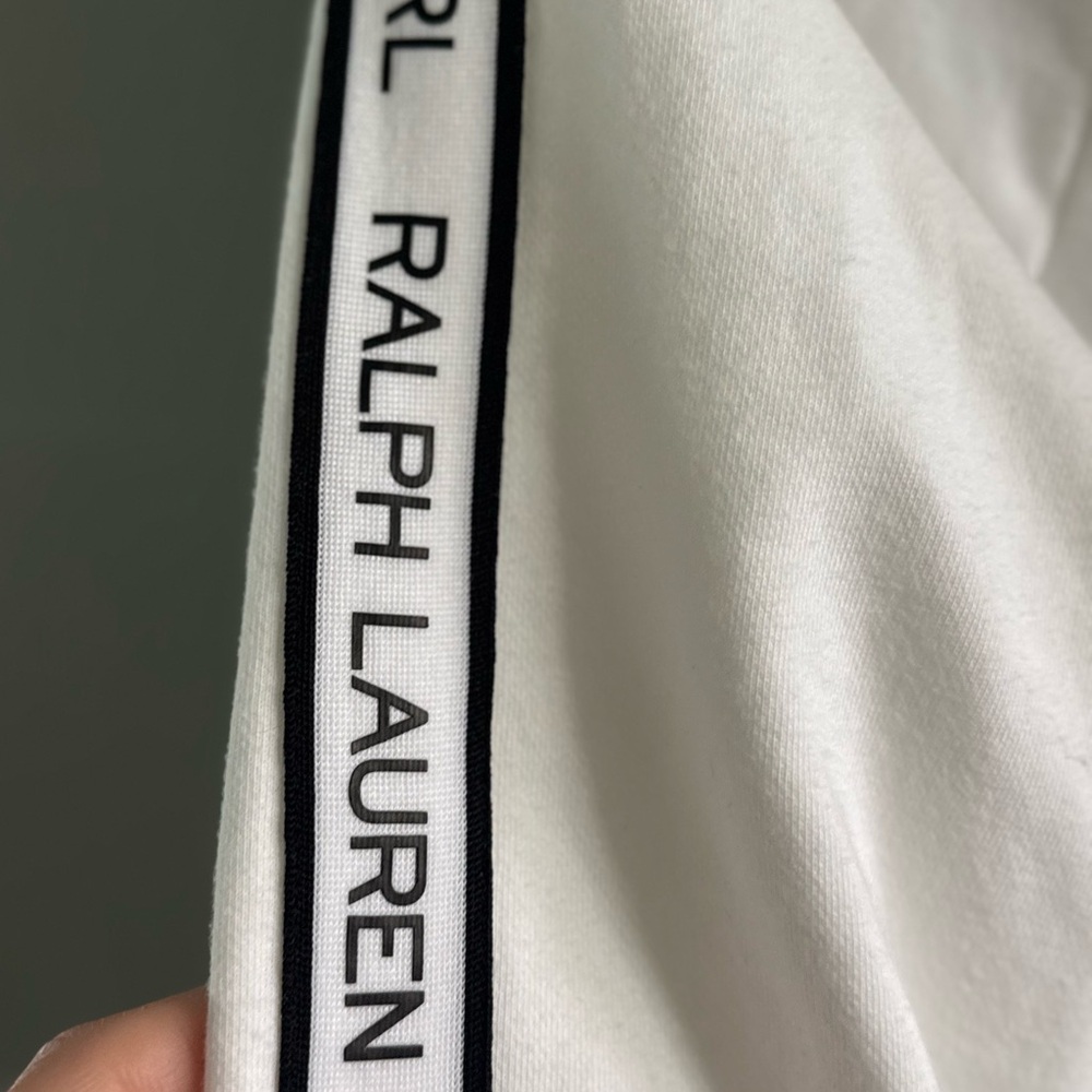 Ralph Lauren White Hoodie with Black Logo Stripes - Picture 6 of 8